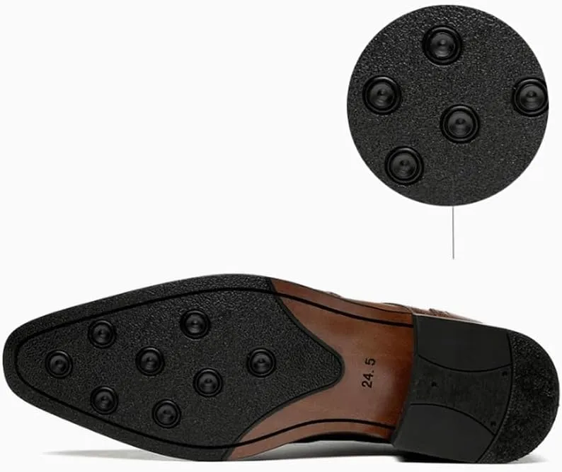 Men's Brogue Oxfords Shoes Men's Genuine Leather Lace Up Oxfords Comfort Wide Round Toe Non-Slip Dress Shoes Breathable Sport Outdoor Footwear