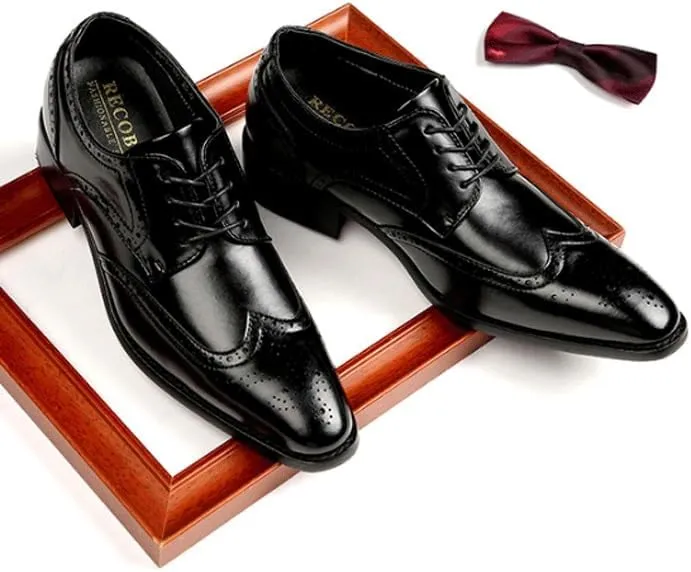 Men's Brogue Oxfords Shoes Men's Genuine Leather Lace Up Oxfords Comfort Wide Round Toe Non-Slip Dress Shoes Breathable Sport Outdoor Footwear