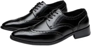 Men's Brogue Oxfords Shoes Men's Genuine Leather Lace Up Oxfords Comfort Wide Round Toe Non-Slip Dress Shoes Breathable Sport Outdoor Footwear