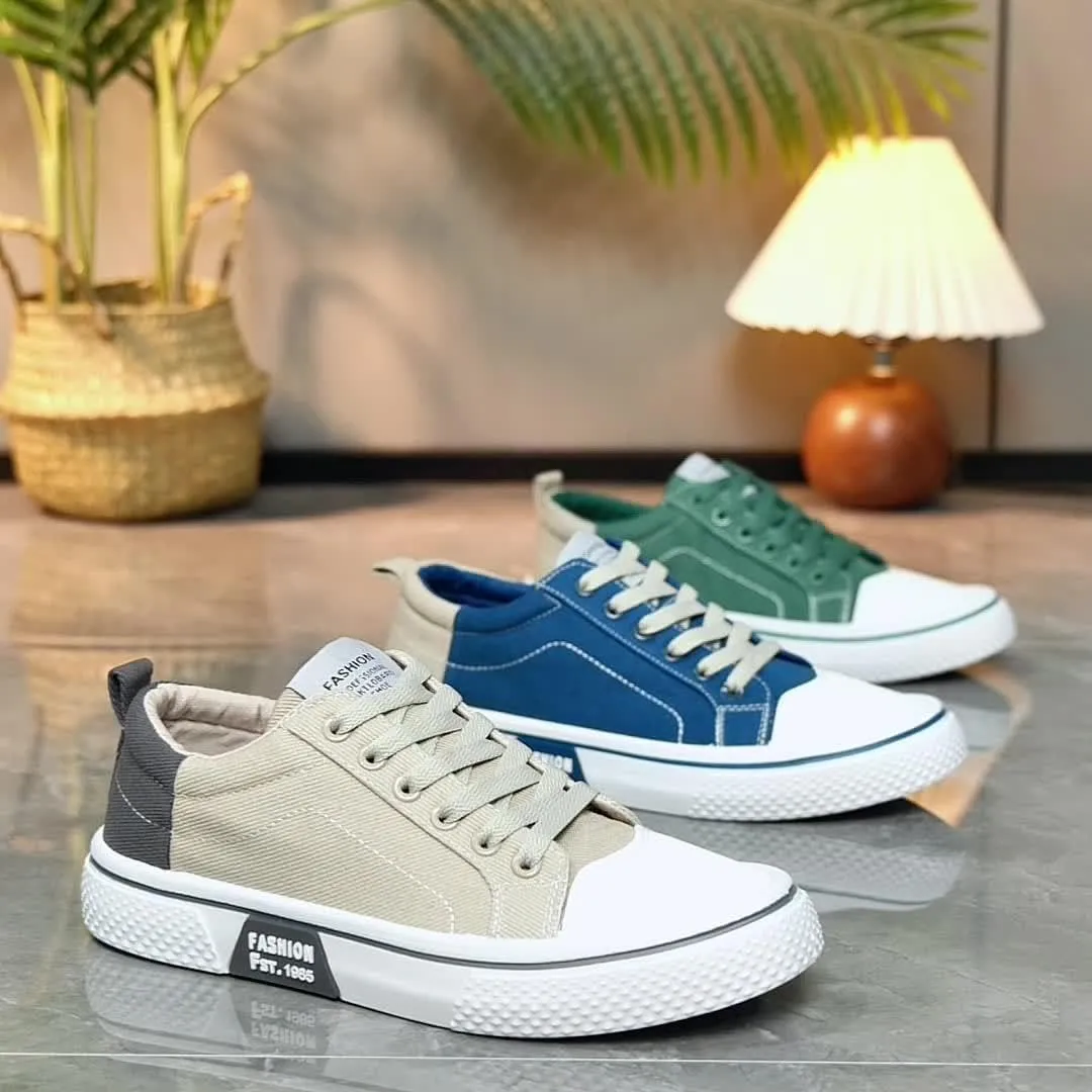 Men's Canvas Sneakers Breathable Low-Top Lace-Up Shoes with Non-Slip Sole Casual Fashion Shoes for Men