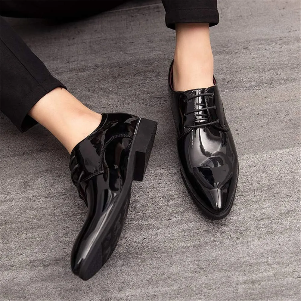 Men's Casual Leather Oxford Shoes Business Work Driving Casual Shoes Walking Shoes Fashion Boat Patent Leather Shoes