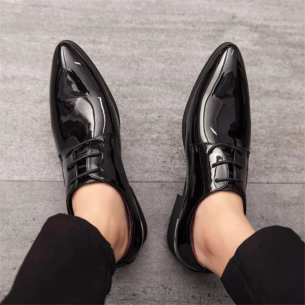 Men's Casual Leather Oxford Shoes Business Work Driving Casual Shoes Walking Shoes Fashion Boat Patent Leather Shoes