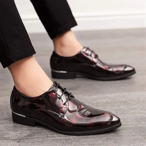 Men's Casual Leather Oxford Shoes Business Work Driving Casual Shoes Walking Shoes Fashion Boat Patent Leather Shoes