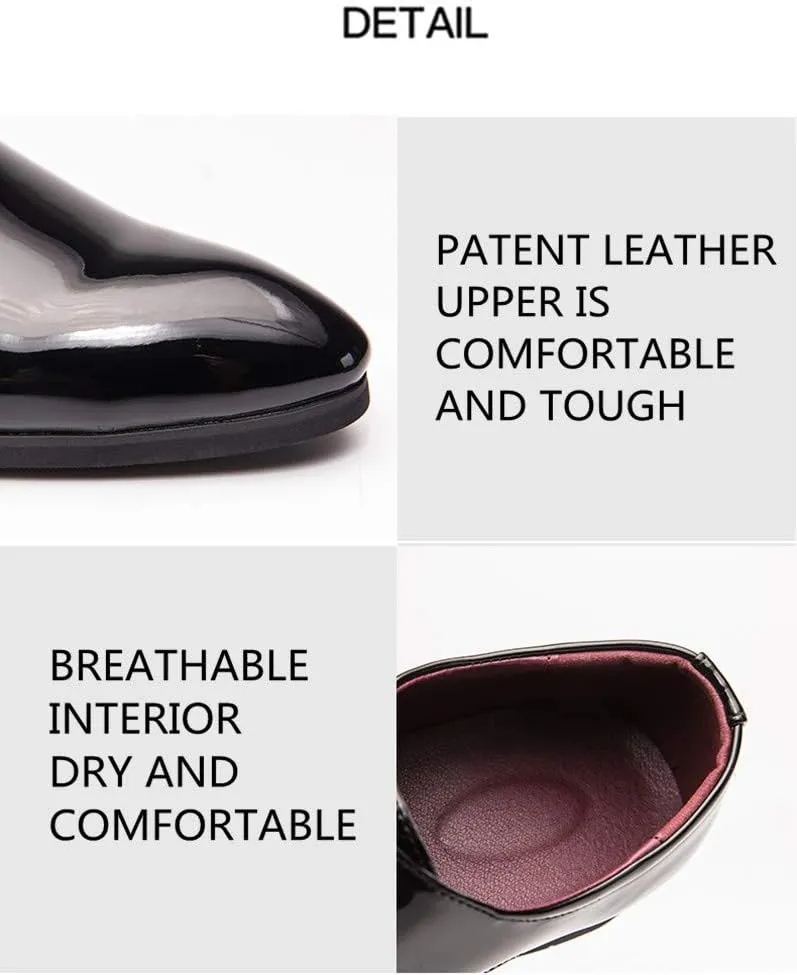 Men's Casual Leather Oxford Shoes Business Work Driving Casual Shoes Walking Shoes Fashion Boat Patent Leather Shoes