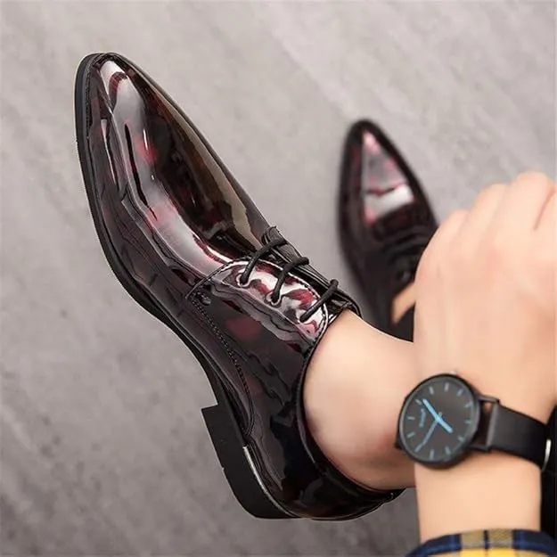 Men's Casual Leather Oxford Shoes Business Work Driving Casual Shoes Walking Shoes Fashion Boat Patent Leather Shoes