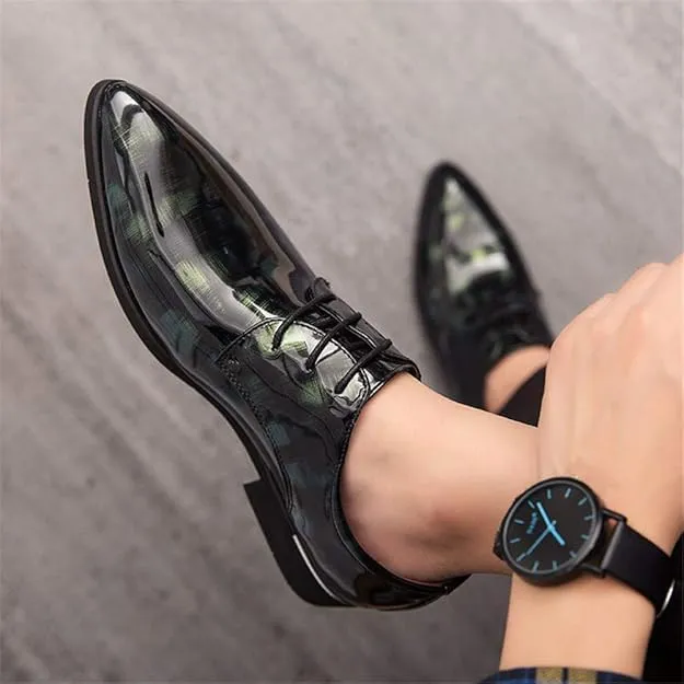 Men's Casual Leather Oxford Shoes Business Work Driving Casual Shoes Walking Shoes Fashion Boat Patent Leather Shoes