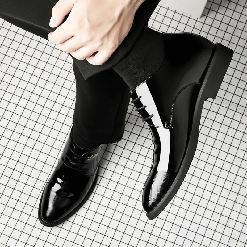 Men's Casual Walking Dress Shoes Men Classic Patent Leather Shoes Breathable Comfort Business Oxford Shoes
