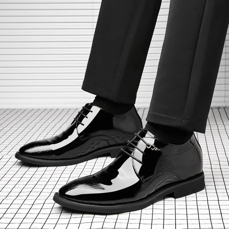 Men's Casual Walking Dress Shoes Men Classic Patent Leather Shoes Breathable Comfort Business Oxford Shoes