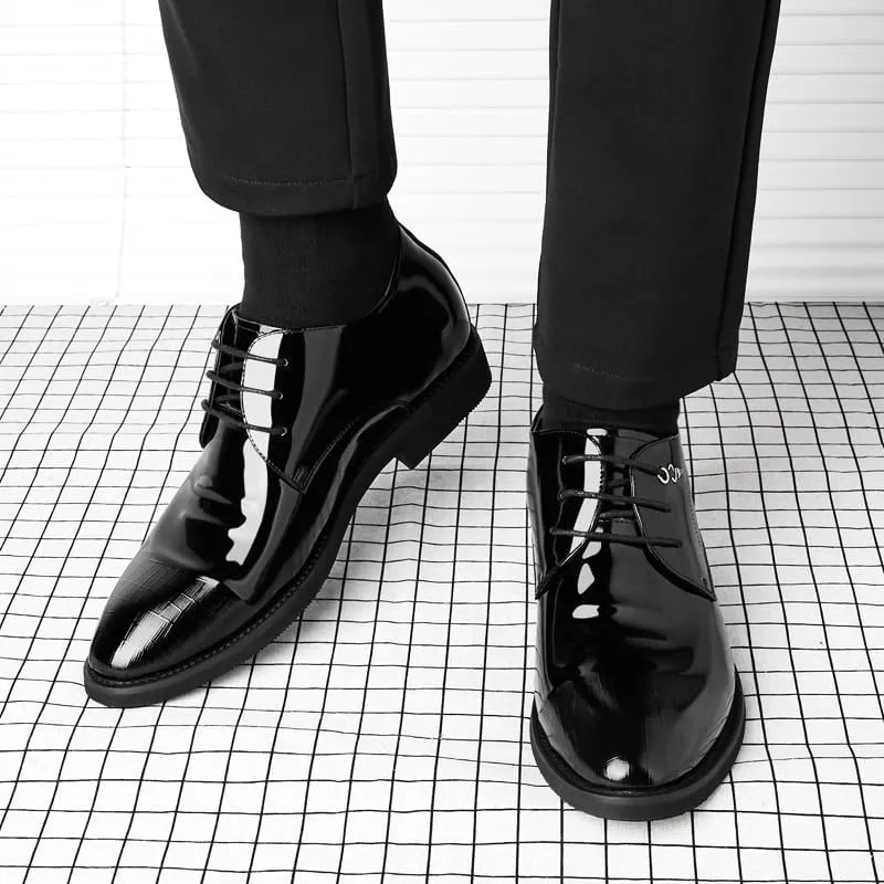 Men's Casual Walking Dress Shoes Men Classic Patent Leather Shoes Breathable Comfort Business Oxford Shoes