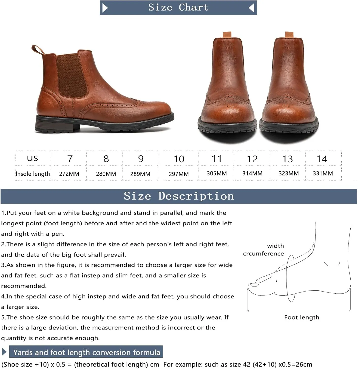 Men's Chelsea Boots Slip-on Formal Dress Boots for Men Casual Ankle Men Boots