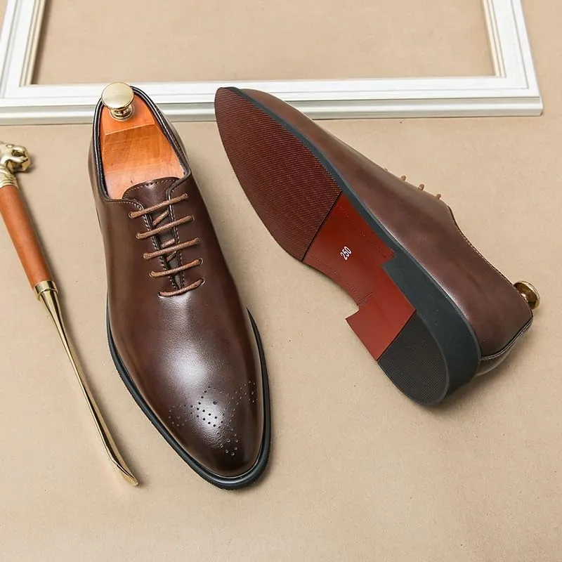 Men's Classic Lace-up Formal Oxfords Casual Wedding Faux Patent Derby Shoe