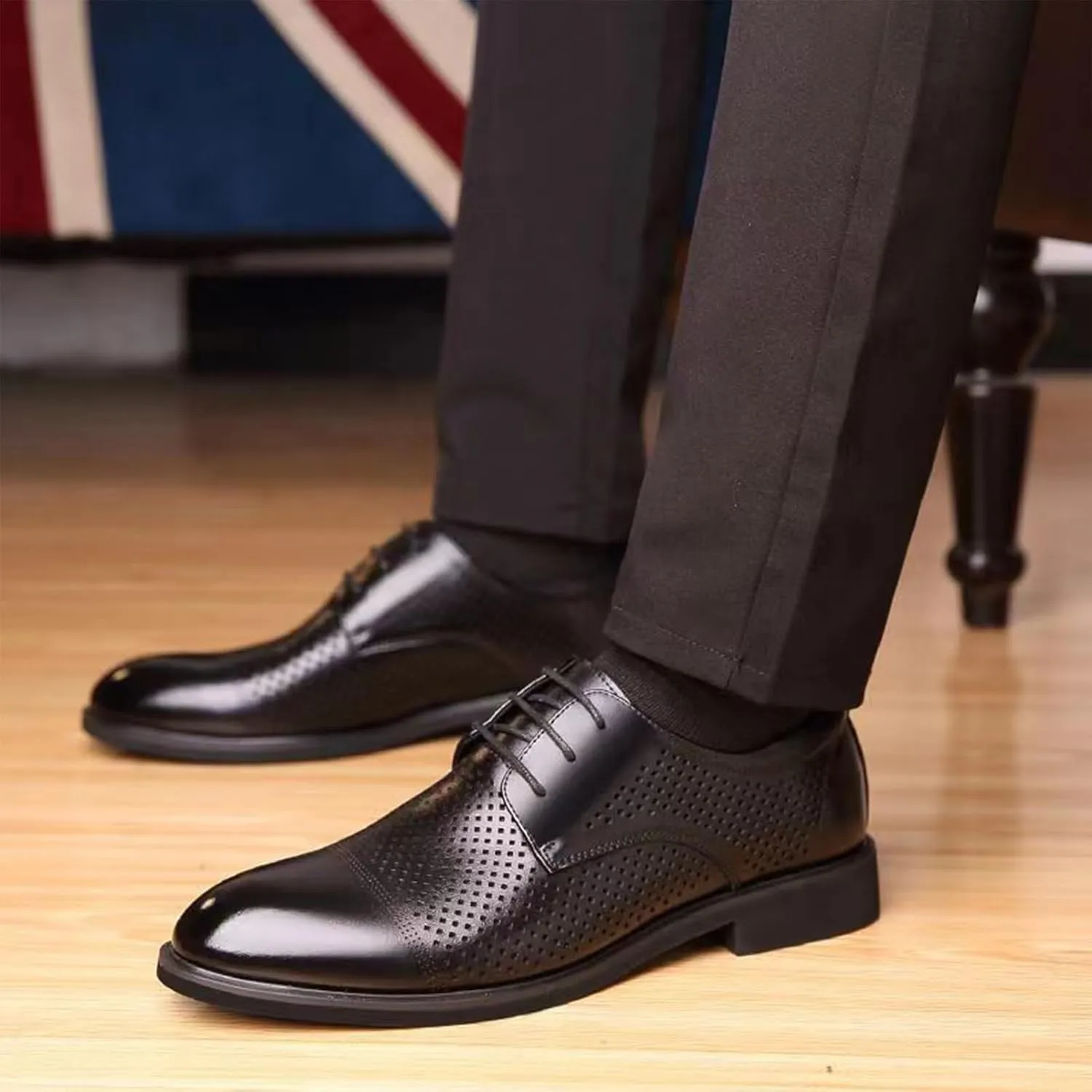 Men's Dress Shoes Patent Leather Shoes Soft Sole Breathable Mesh Business Casual Oxford Casual Work Office Comfortable Shoes