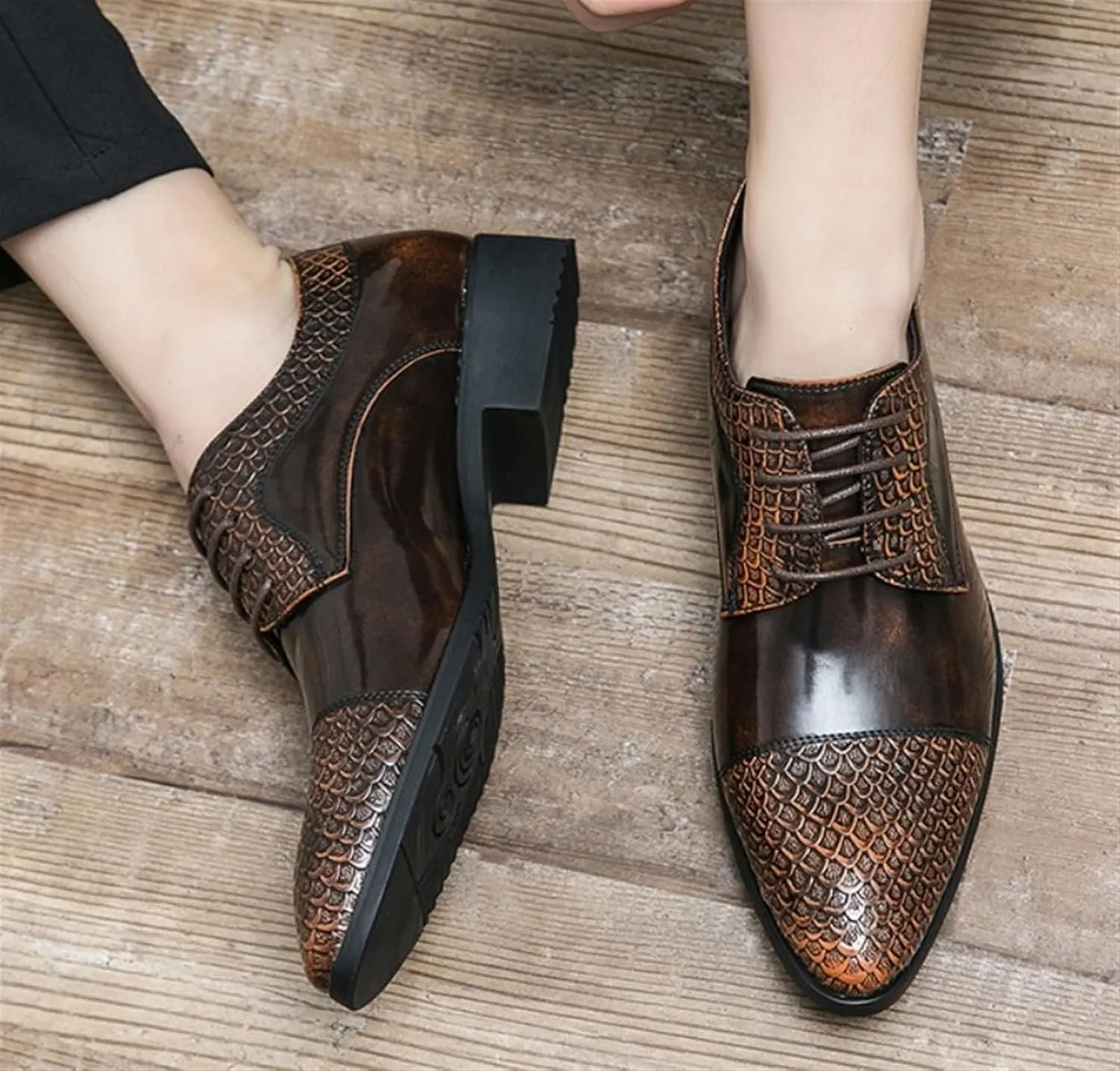 Men's Fashion Oxford Shoes Retro Cap Toe Breathable Comfort Leather Derby Shoes Lace Up Business Casual Shoes for Men