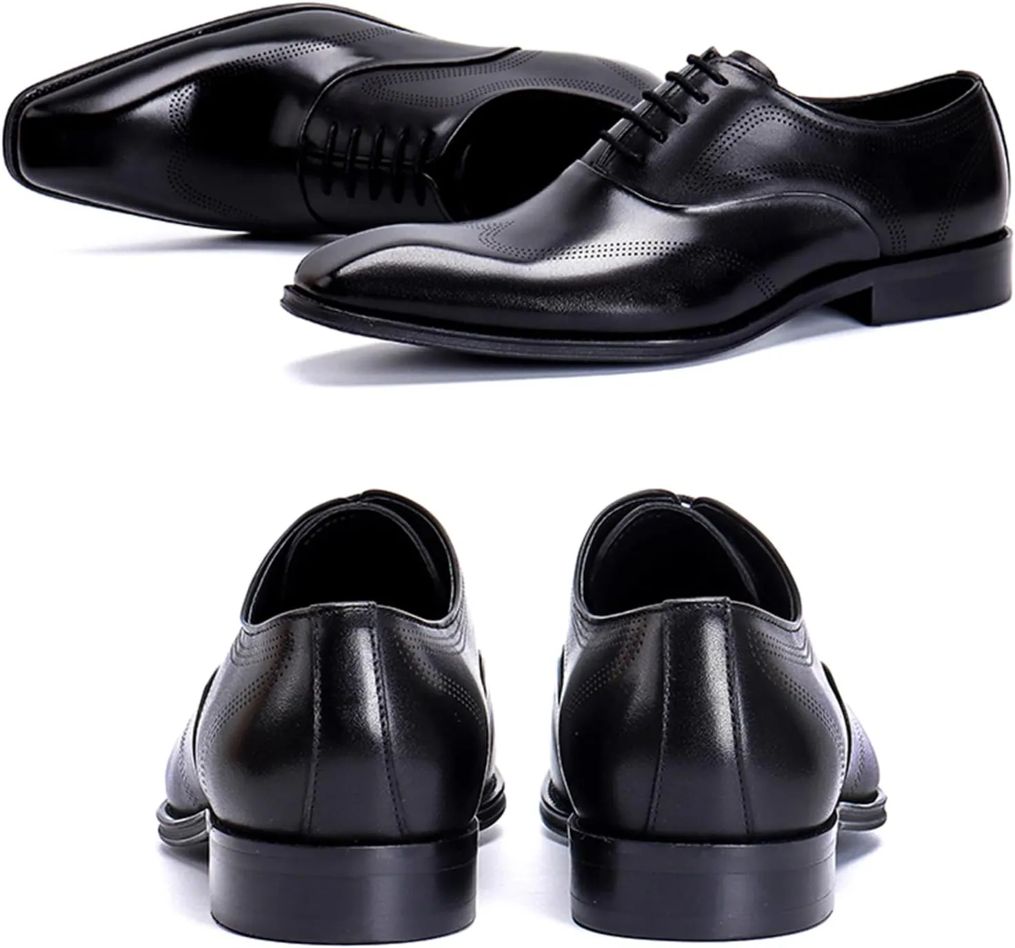 Men's Genuine Leather Carved Brogue Oxfords Shoes Fashion Classic Lace Up Low Top Dress Shoes Handcrafted Business Formal Derby Shoes