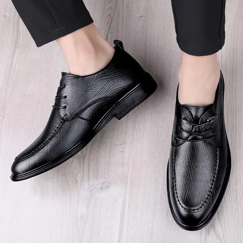 Men's Genuine Leather Lace-Up Dress Shoes Non-Slip Softsole Walking Oxford Shoes Modern Business Office Derby Shoes for Men