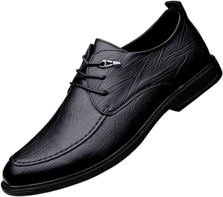 Men's Genuine Leather Lace-Up Dress Shoes Non-Slip Softsole Walking Oxford Shoes Modern Business Office Derby Shoes for Men