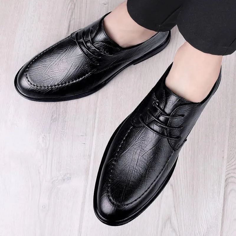 Men's Genuine Leather Lace-Up Dress Shoes Non-Slip Softsole Walking Oxford Shoes Modern Business Office Derby Shoes for Men