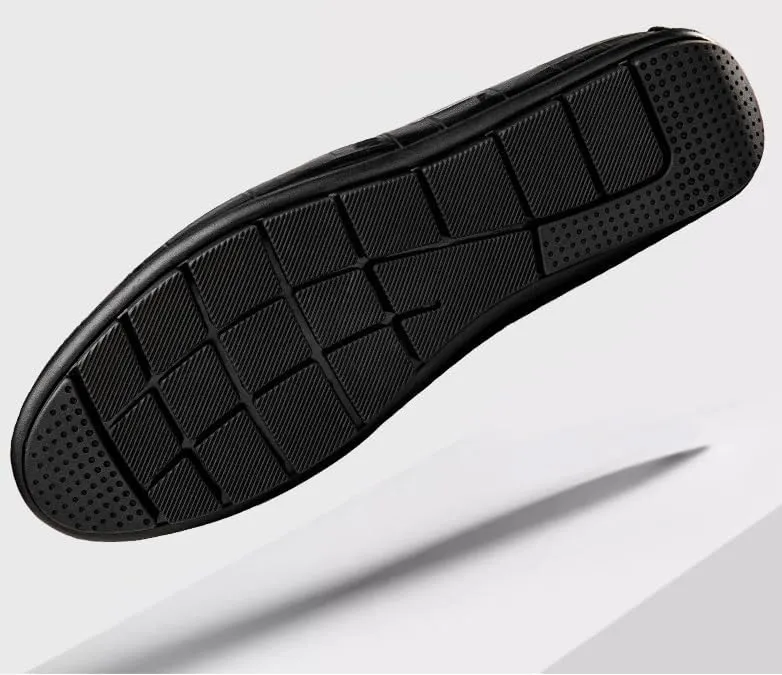 Men's Genuine Leather Slip-On Oxfords Mens Comfort Wide Round Toe Non-Slip Dress Shoes