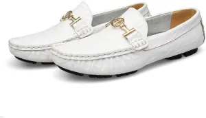 Mens' Leather Loafers Slip-Ons Casual Driving Flat Walking Moccasin Business Boat Shoes Fashion Slipper
