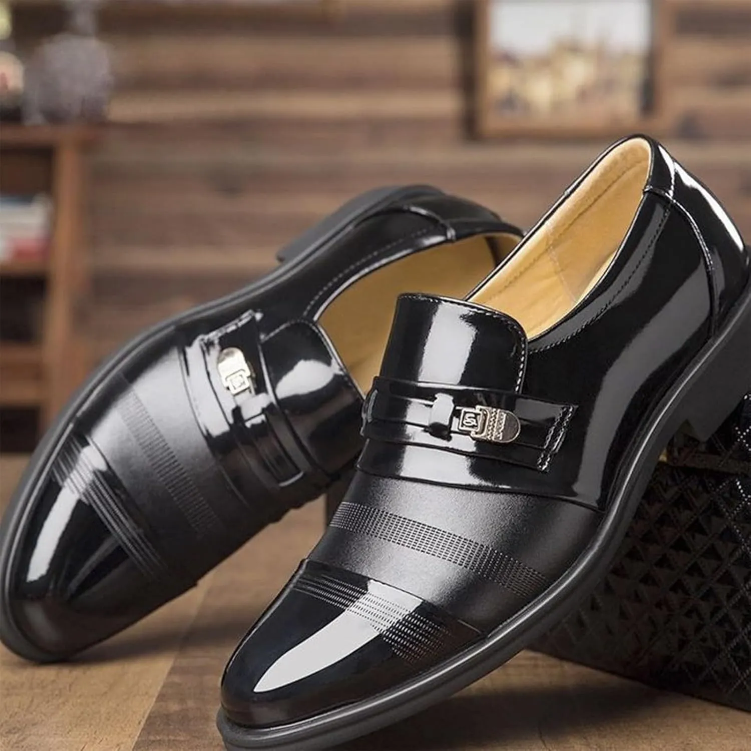 Men's Leather Platform Business Oxfords Shoes Comfortable Artificial PU Walking Shoes Loafers Work Flats Fashion Breathable Prom Business Wedding Dress Shoes