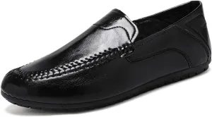 Mens Loafers Shoe PU Stitching Details Round Toe Comfortable Lightweight Anti-Slip Prom Slip-ons