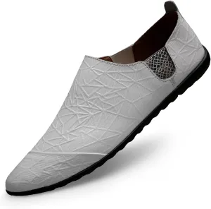 Men's Loafers Shoes Round Toe Driving Loafers Leather Comfortable Anti-Slip Flexible Walking Slip-ons