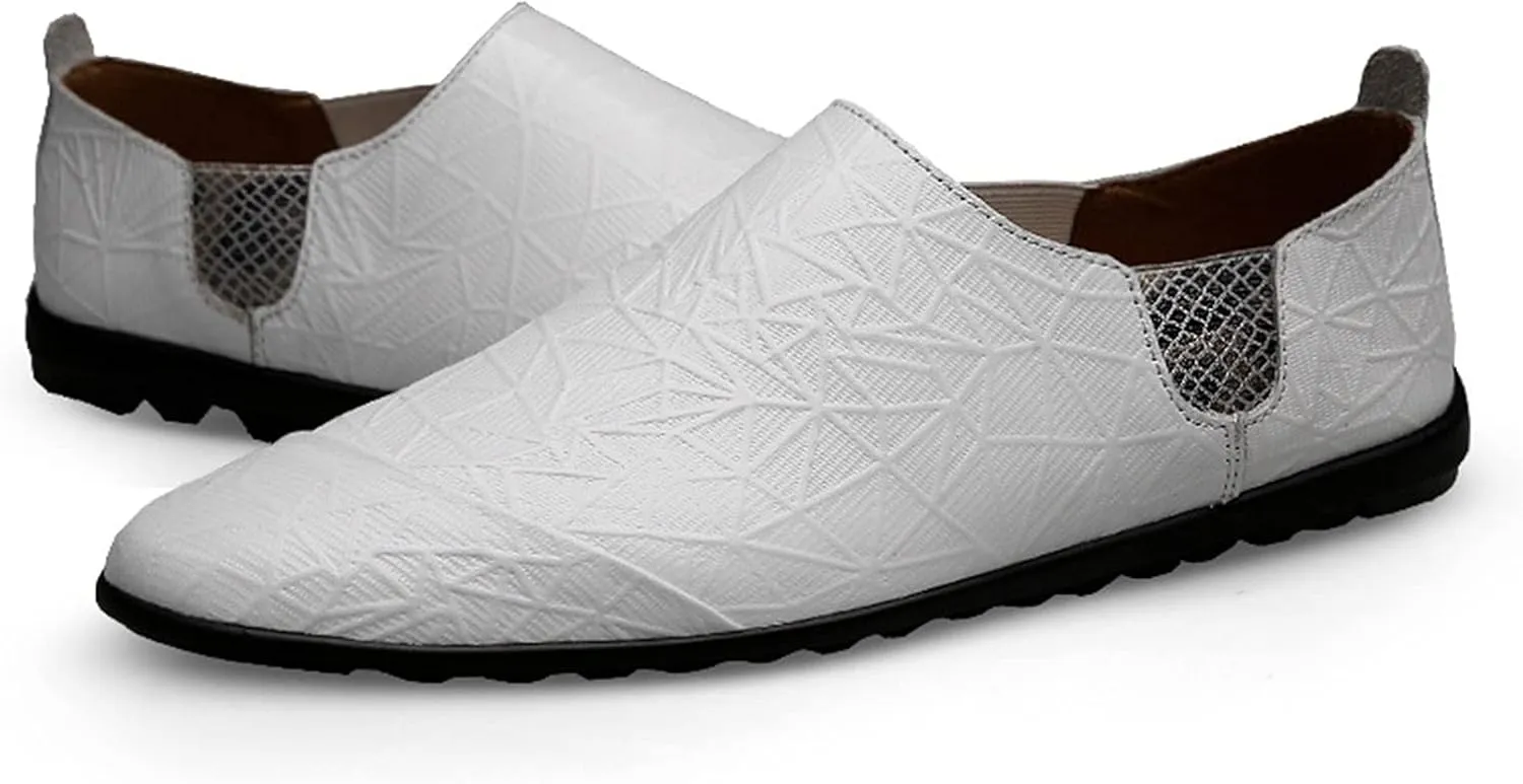 Men's Loafers Shoes Round Toe Driving Loafers Leather Comfortable Anti-Slip Flexible Walking Slip-ons
