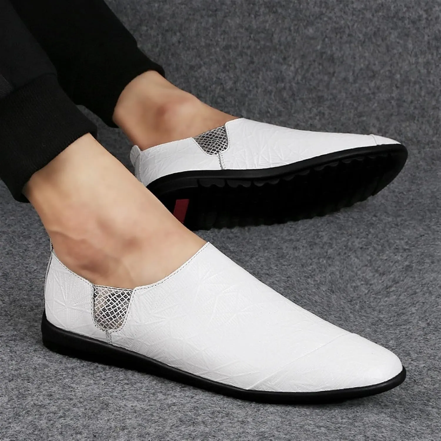 Men's Loafers Shoes Round Toe Driving Loafers Leather Comfortable Anti-Slip Flexible Walking Slip-ons