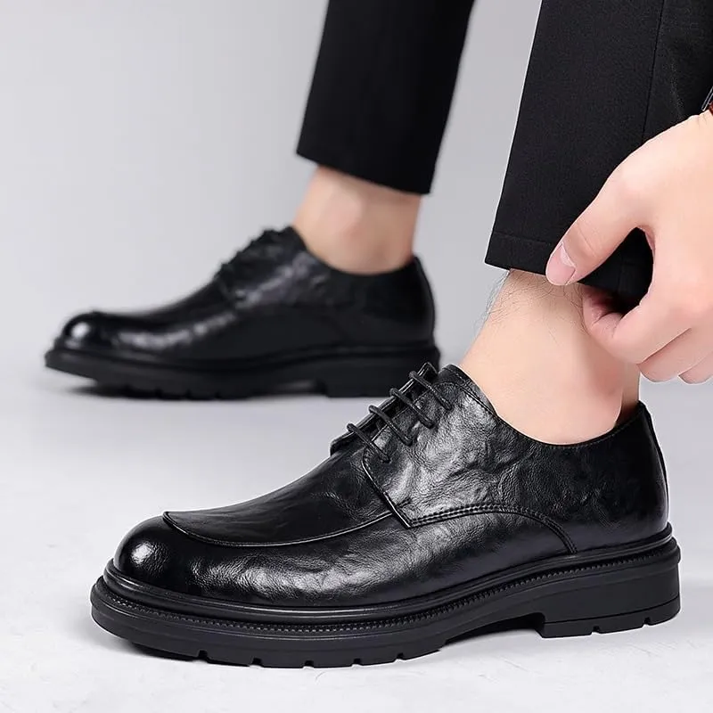 Mens Loafers Trends All-Day Comfort Classic Patent Leather Shoes Comfortable Round Toe Lace Up Loafers