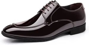 Men's Patent Leather Derbys Lace Up Formal Dress Shoes Comfortable Wedding Shoes for Men