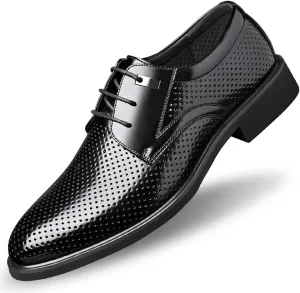 Men's Patent Leather Dress Shoes Breathable Business Formal Wedding Shoes Casual Oxford Lace-up Shoes Business Formal Shoes Tuxedo Office Shoes for Men