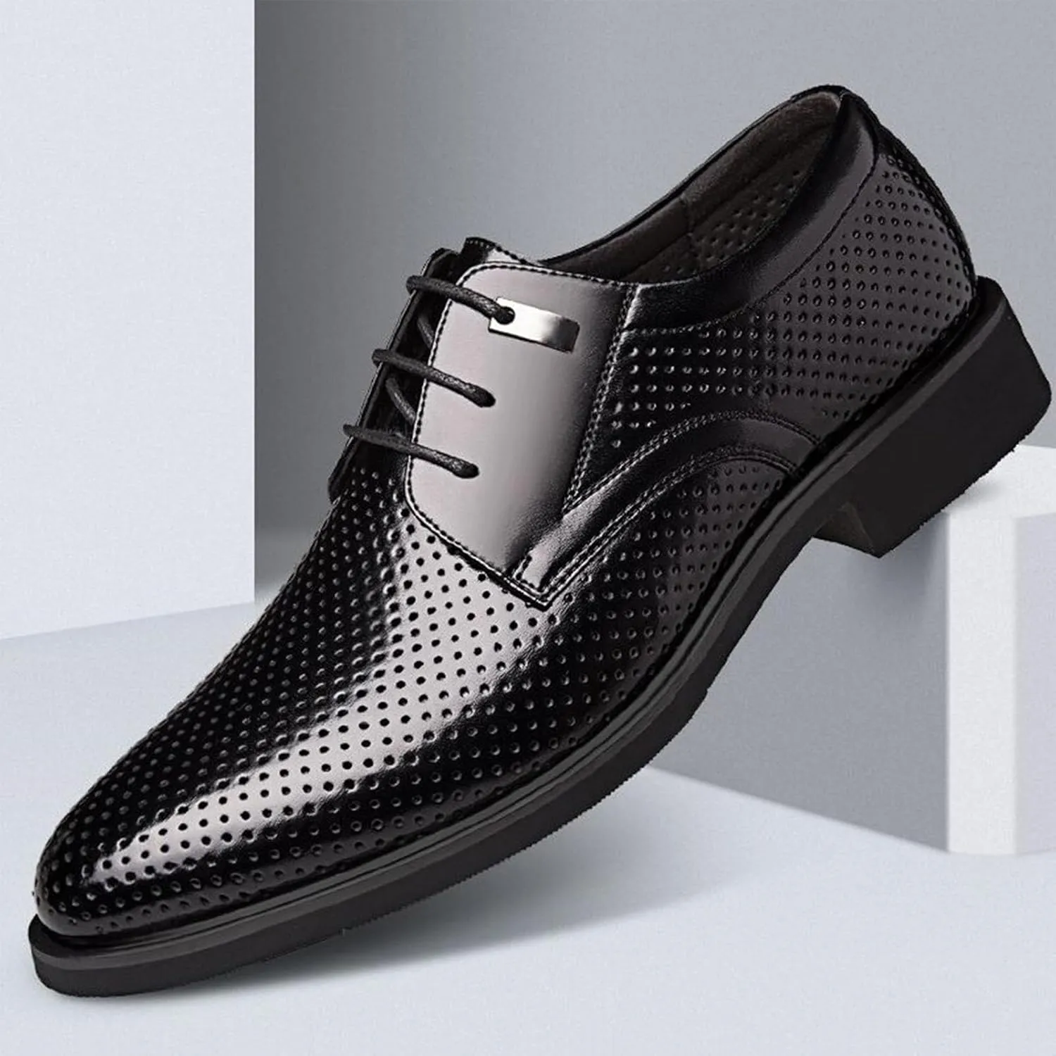 Men's Patent Leather Dress Shoes Breathable Business Formal Wedding Shoes Casual Oxford Lace-up Shoes Business Formal Shoes Tuxedo Office Shoes for Men