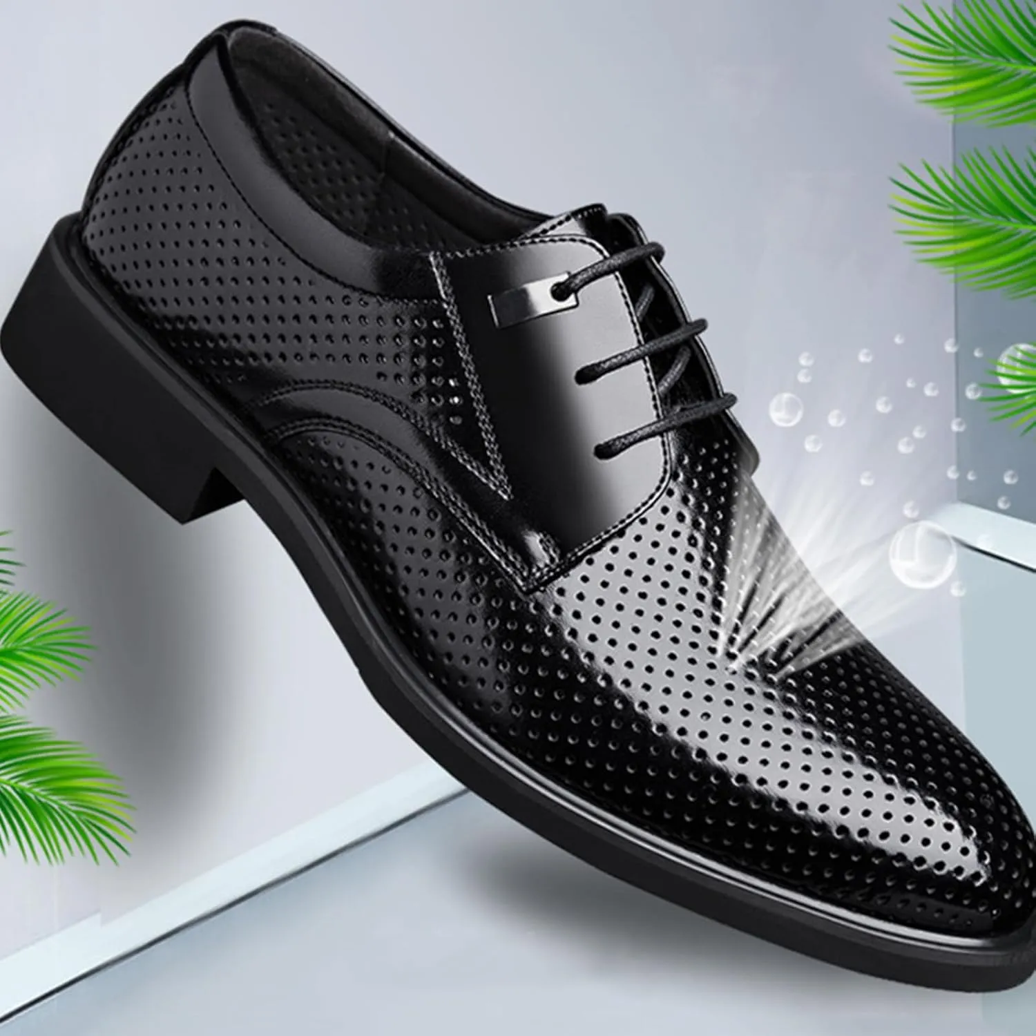 Men's Patent Leather Dress Shoes Breathable Business Formal Wedding Shoes Casual Oxford Lace-up Shoes Business Formal Shoes Tuxedo Office Shoes for Men