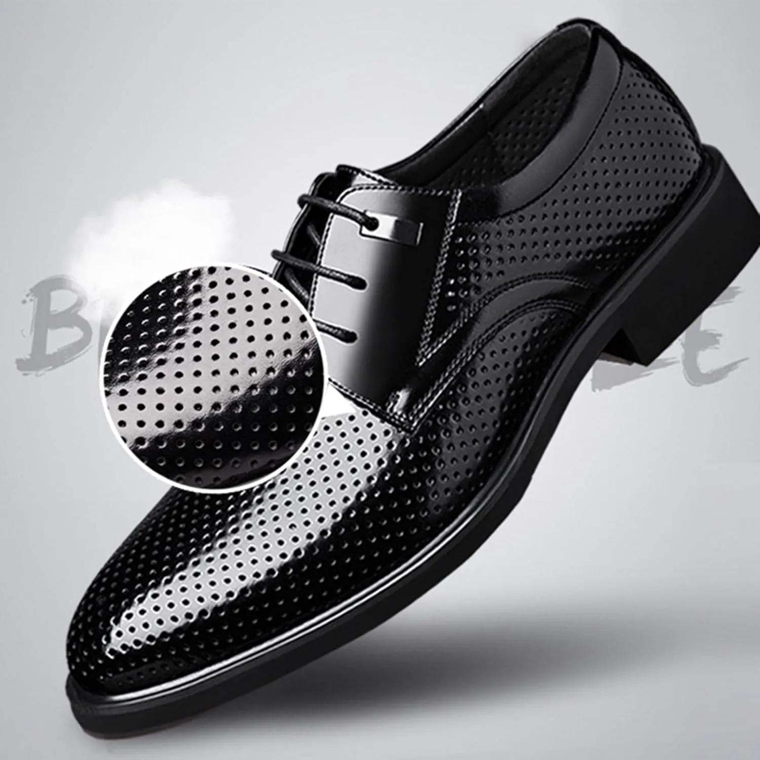 Men's Patent Leather Dress Shoes Breathable Business Formal Wedding Shoes Casual Oxford Lace-up Shoes Business Formal Shoes Tuxedo Office Shoes for Men