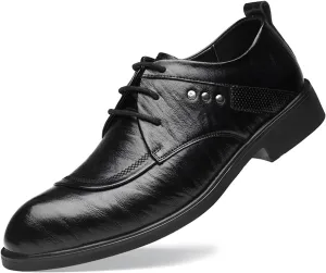 Men's Polishing Leather Lace-Up Chunky Heels Oxfords Lug Sole Shoes Casual Business Oxford Derby Leather Shoes Comfortable Formal Dress Sneaker Lace-up Dress Shoes