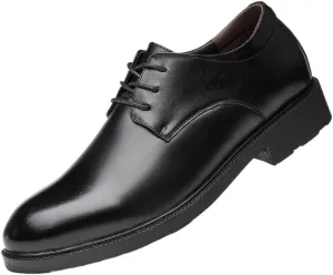 Mens Retro Business Oxford Shoes Fashion Lace-Up Mid Chunky Heels Formal Dress Shoes for Men