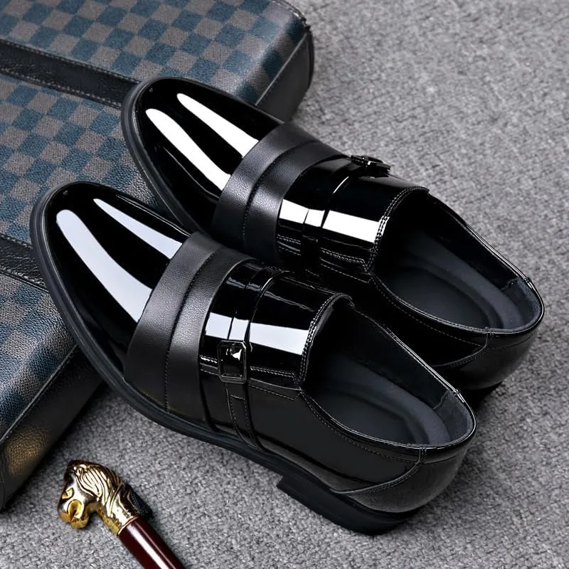 Men's Shiny Patent Leather Dress Shoes Mens Platform Oxfords