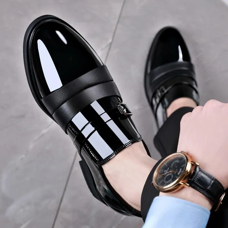 Men's Shiny Patent Leather Dress Shoes Mens Platform Oxfords