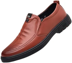 Men's Slip-Ons Loafers Classic Genuine Leather Low Oxford Shoes Comfortable Pointed Toe Dress Shoes