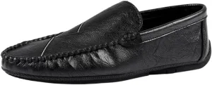 Mens Solid Color Vegan Leather Loafer Shoes Flat Heel Lightweight Flexible Outdoor Prom Slip-ons