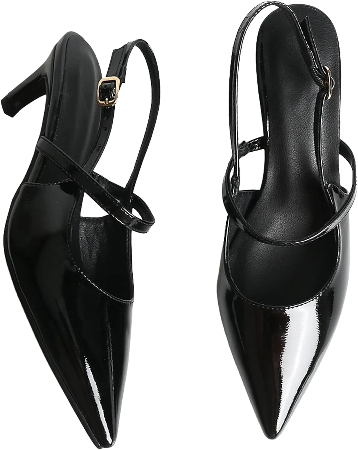 MEOTINA Slingback Heels for Women Kitten Heel Closed Pointed Toe Dressy Sandals Pumps for Wedding Party Casual Shoes