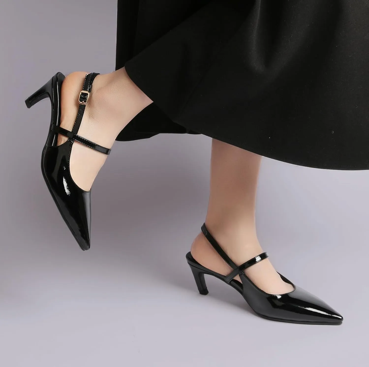 MEOTINA Slingback Heels for Women Kitten Heel Closed Pointed Toe Dressy Sandals Pumps for Wedding Party Casual Shoes