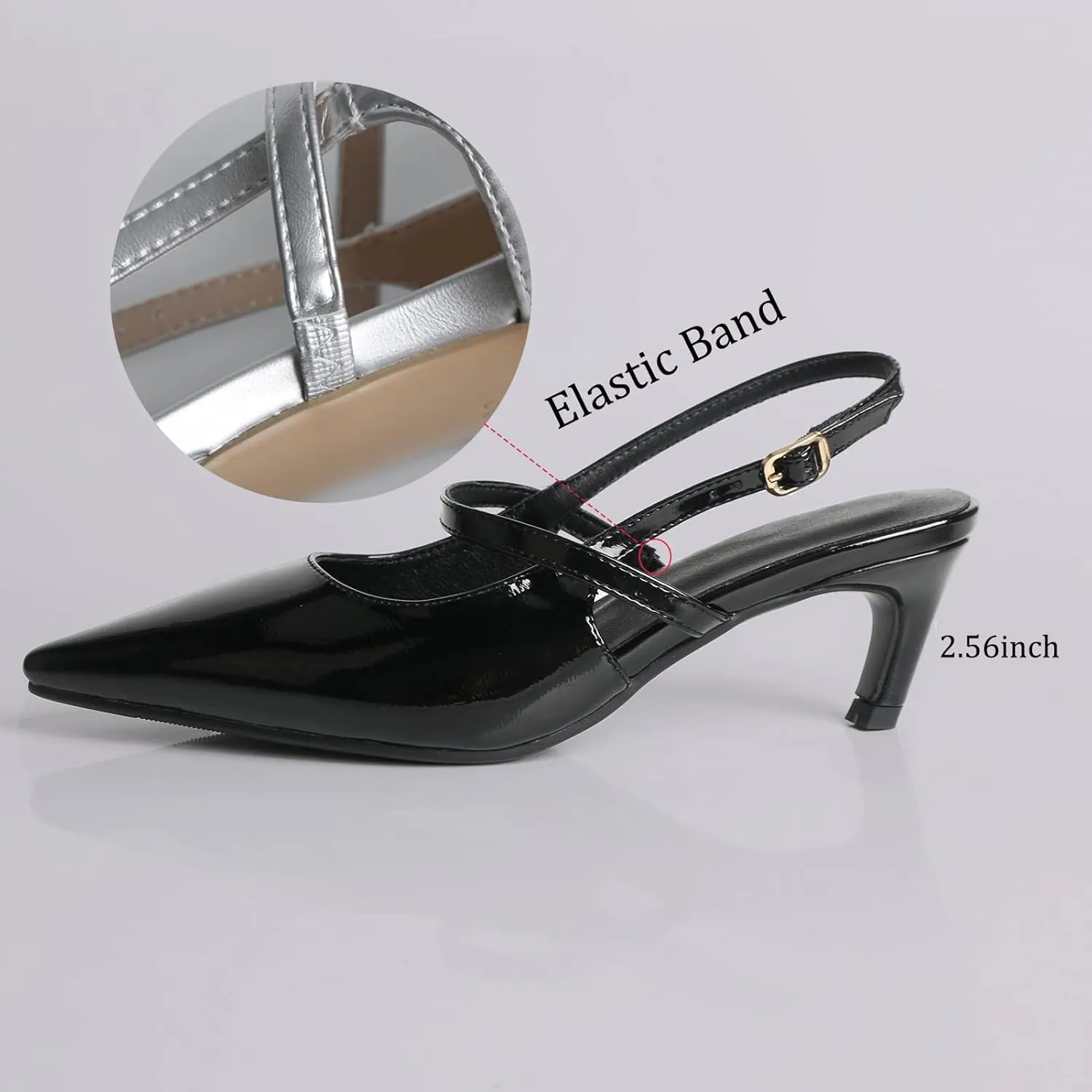 MEOTINA Slingback Heels for Women Kitten Heel Closed Pointed Toe Dressy Sandals Pumps for Wedding Party Casual Shoes