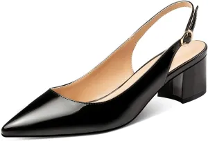 Mettesally Block Heel Slingback Pumps for Women 2 Inches Low Heel Comfortable