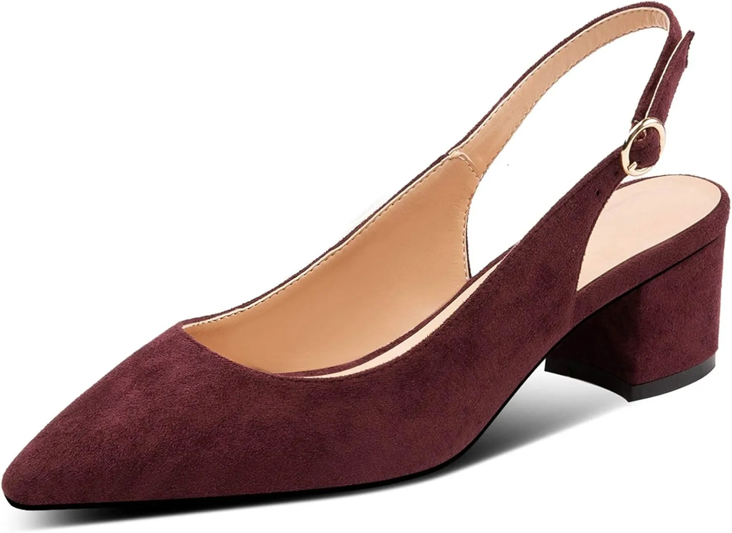Mettesally Block Heel Slingback Pumps for Women 2 Inches Low Heel Comfortable