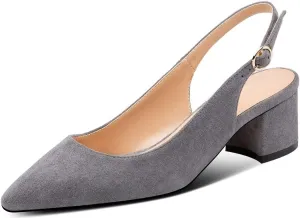Mettesally Block Heel Slingback Pumps for Women 2 Inches Low Heel Comfortable