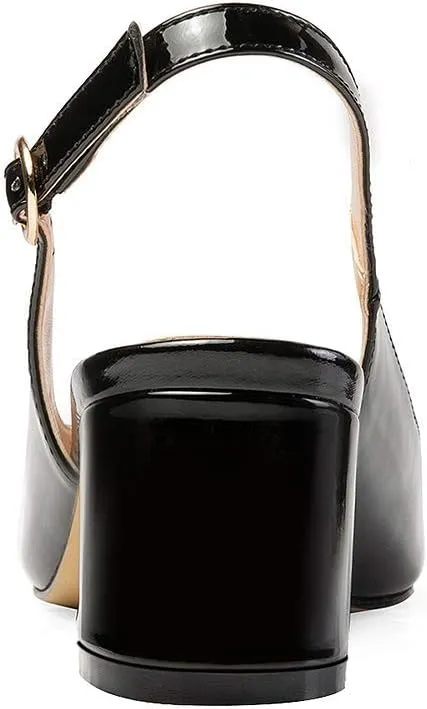 Mettesally Block Heel Slingback Pumps for Women 2 Inches Low Heel Comfortable