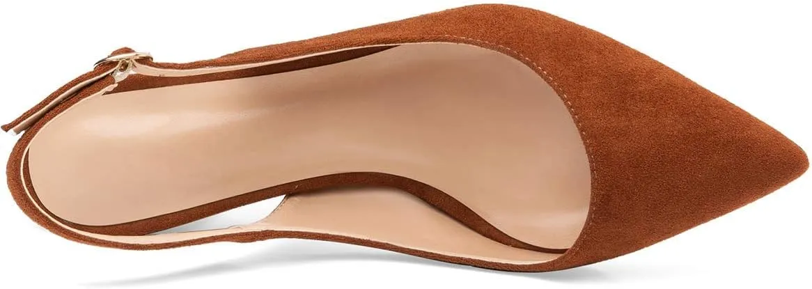 Mettesally Block Heel Slingback Pumps for Women 2 Inches Low Heel Comfortable