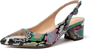 Mettesally Block Heel Slingback Pumps for Women 2 Inches Low Heel Comfortable