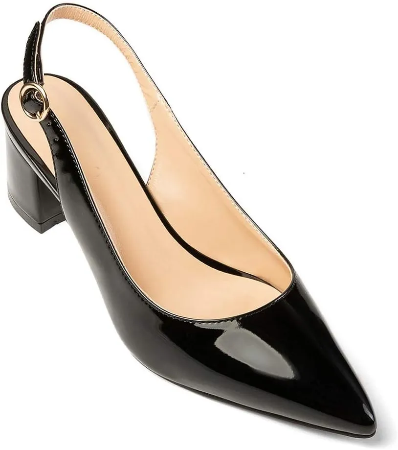 Mettesally Block Heel Slingback Pumps for Women 2 Inches Low Heel Comfortable